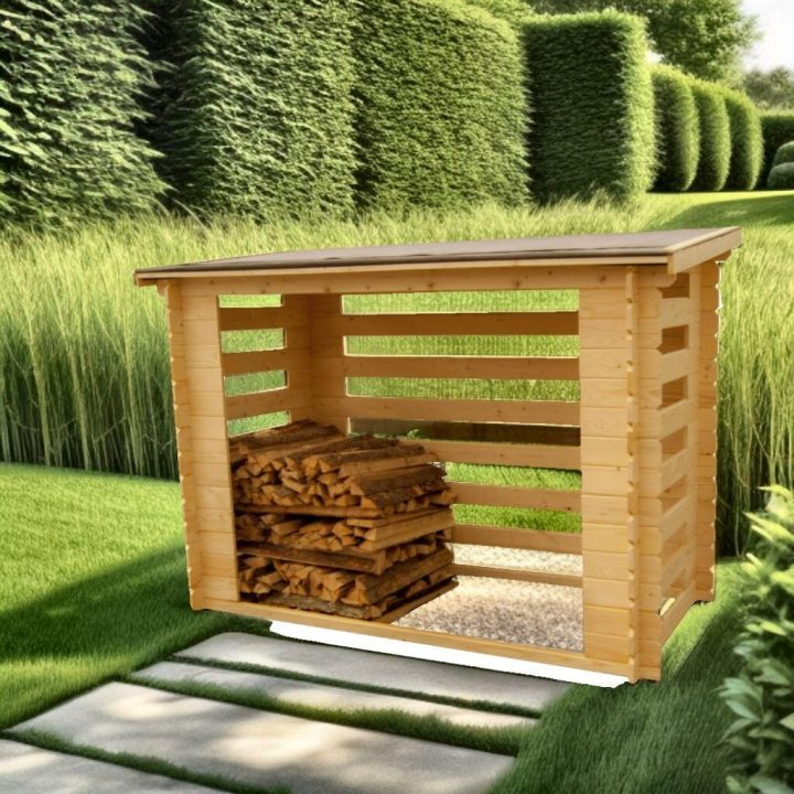 Abri à bûches en bois traité — 2,36 m